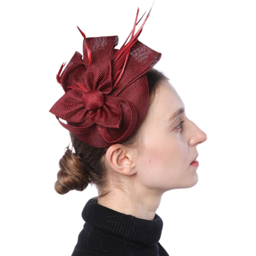 5348 Fascinators Pillbox Hat Sinamay Feather Flower Derby Ball Wedding